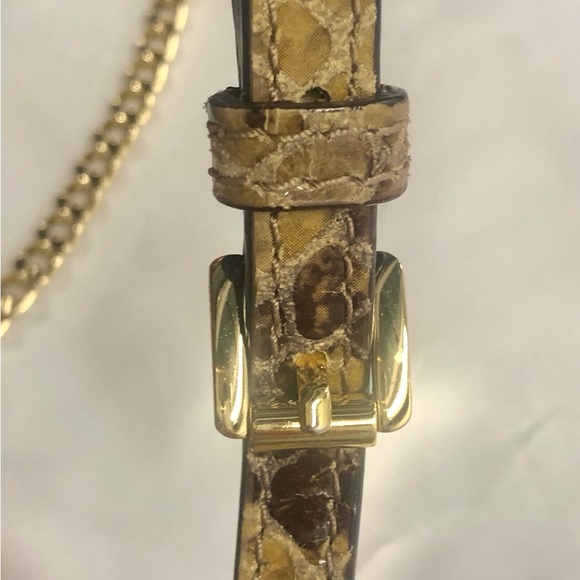 Like New Michael Kors Sloan Gold Embellished Snakeskin Design Clutch/Crossbody - Picture 12 of 14